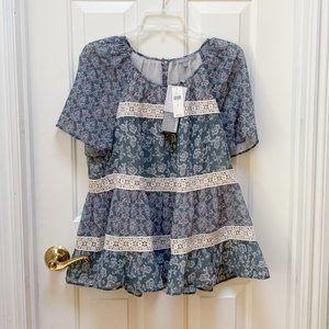 Daniel Rainn Floral and Lace Flowy Top